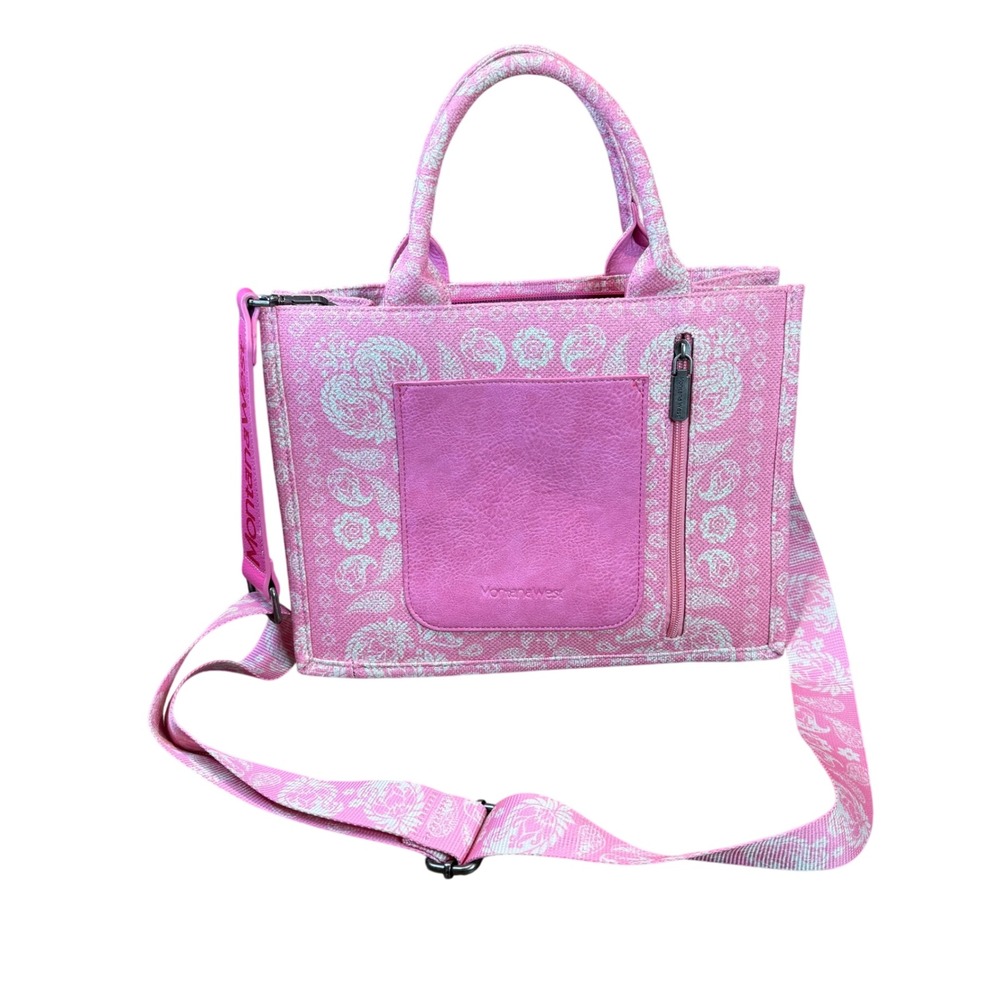Montana West Rhinestone Paisley Pink‎ Satchel Tote Purse Cloth Cowgirl Western